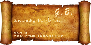 Gavansky Balázs névjegykártya
